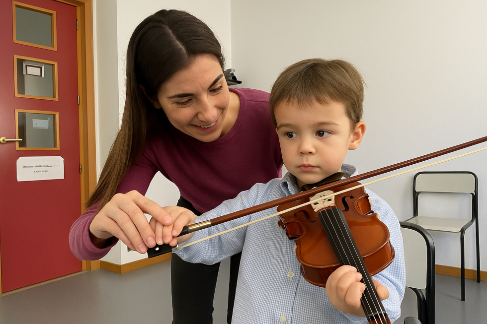 Xiquet aprenent violí
